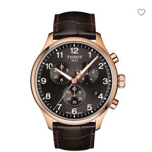 Tissot Chrono XL Classic Rose PVD Black Dial Leather Watch, 45mm